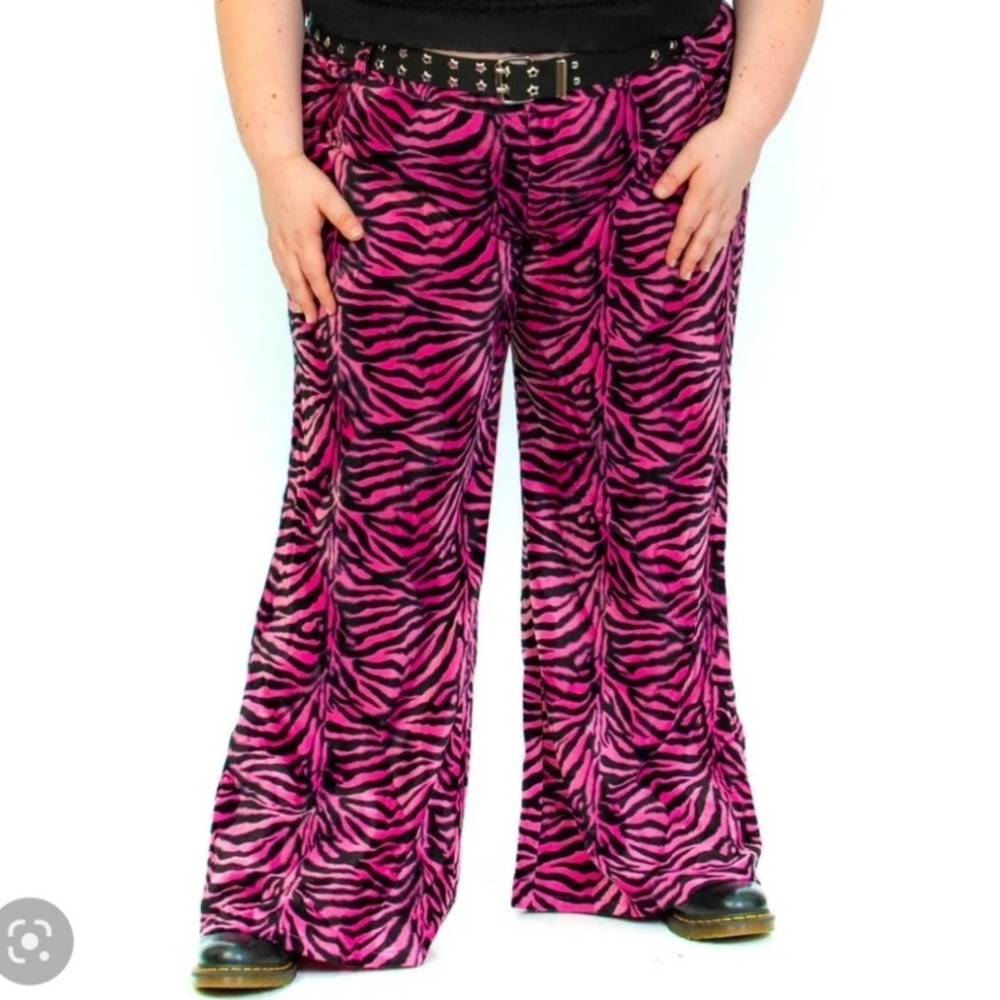 Tunnel Vision Fifi Faux Fur Pink Zebra Pants 2X